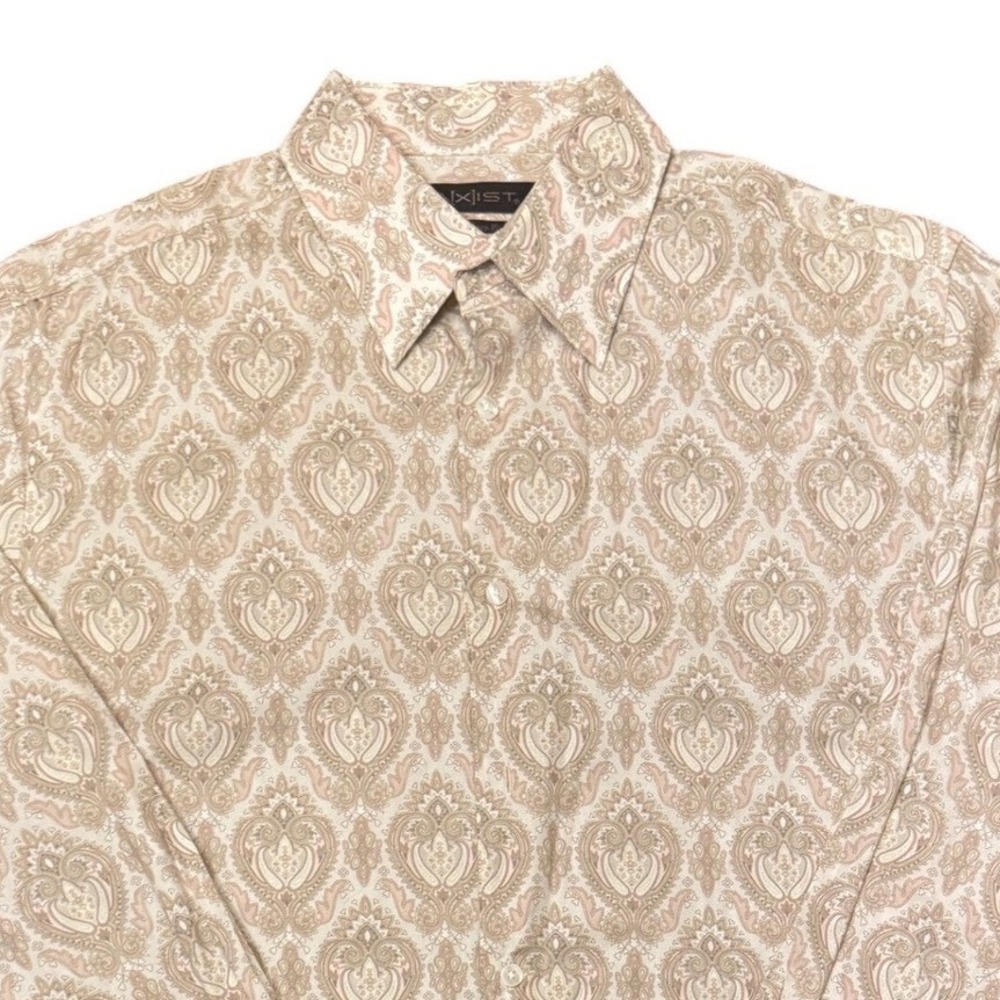 Vintage Inspire Paisley L Button-Up Shirt Neutral Beige Soft Academia Whimsical